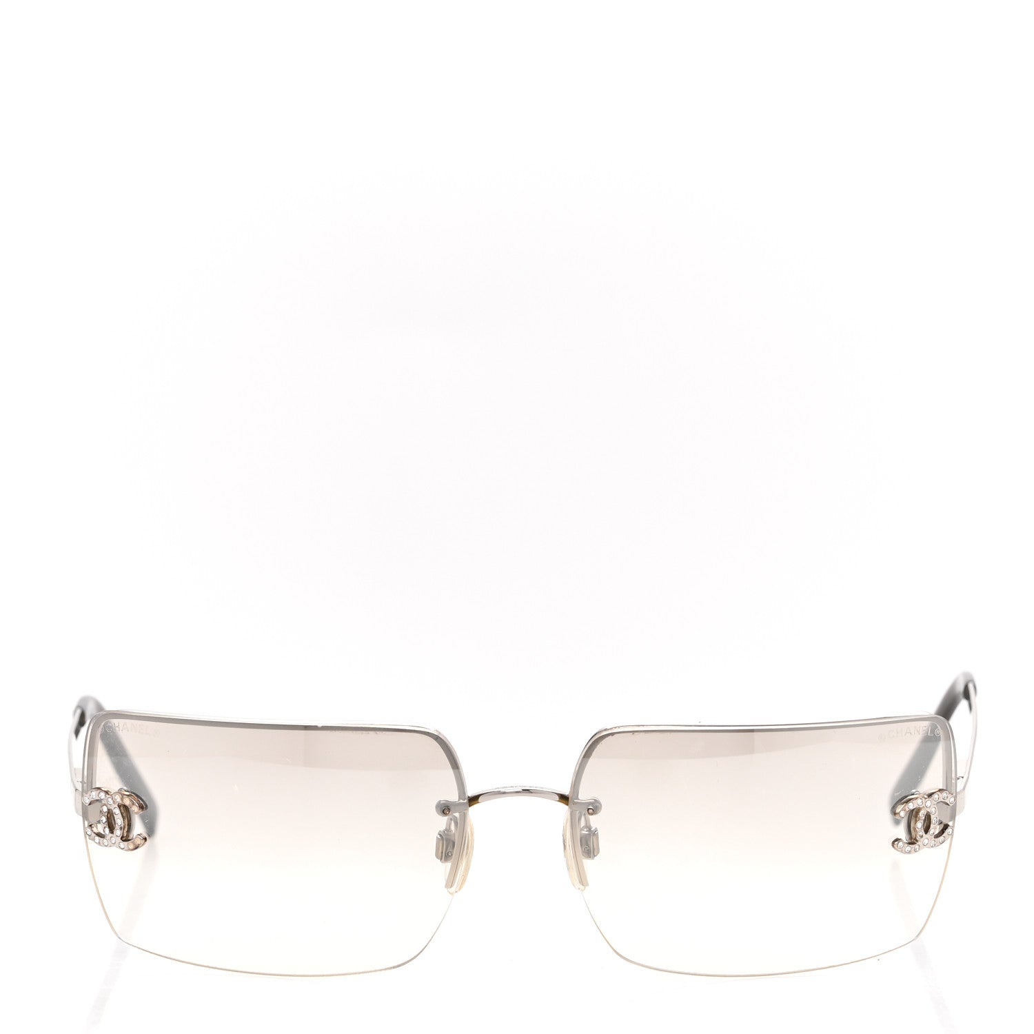 Metal Crystal CC Logo Sunglasses 4092-B Silver
