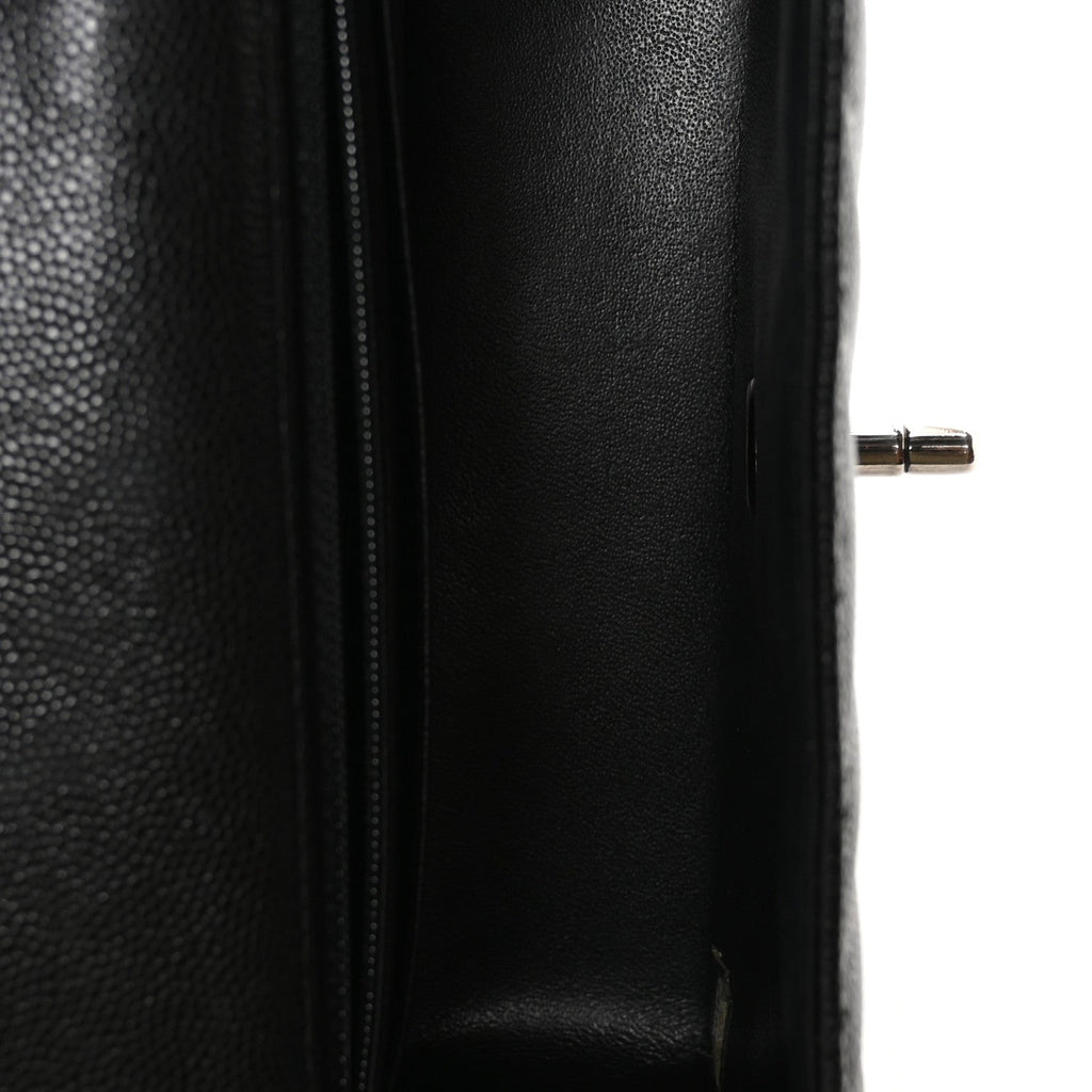 Caviar Chevron Quilted Mini Rectangular Flap Black