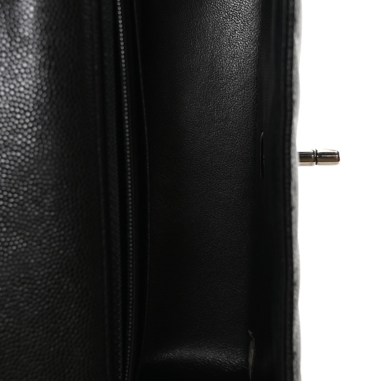 Caviar Chevron Quilted Mini Rectangular Flap Black