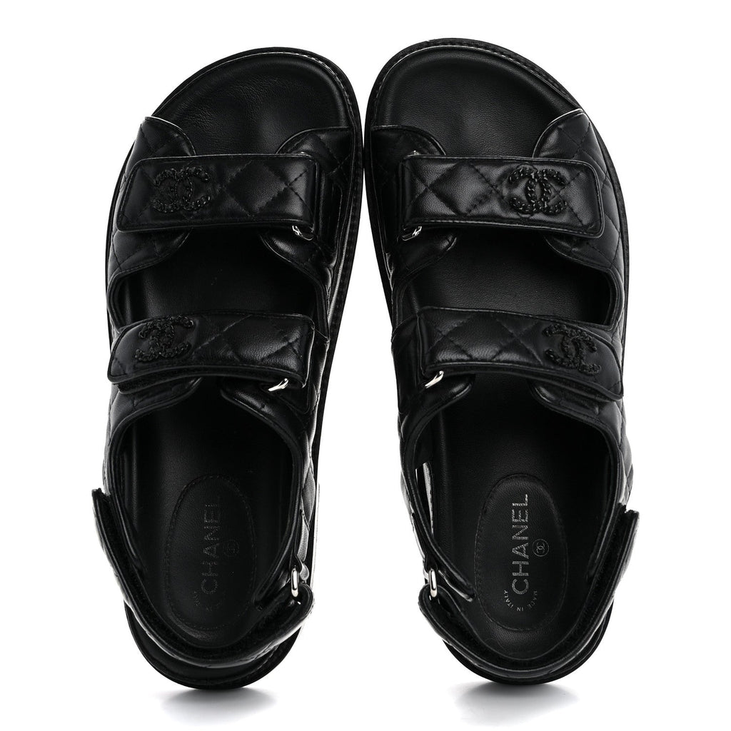 Lambskin Velcro Dad Sandals 38 So Black