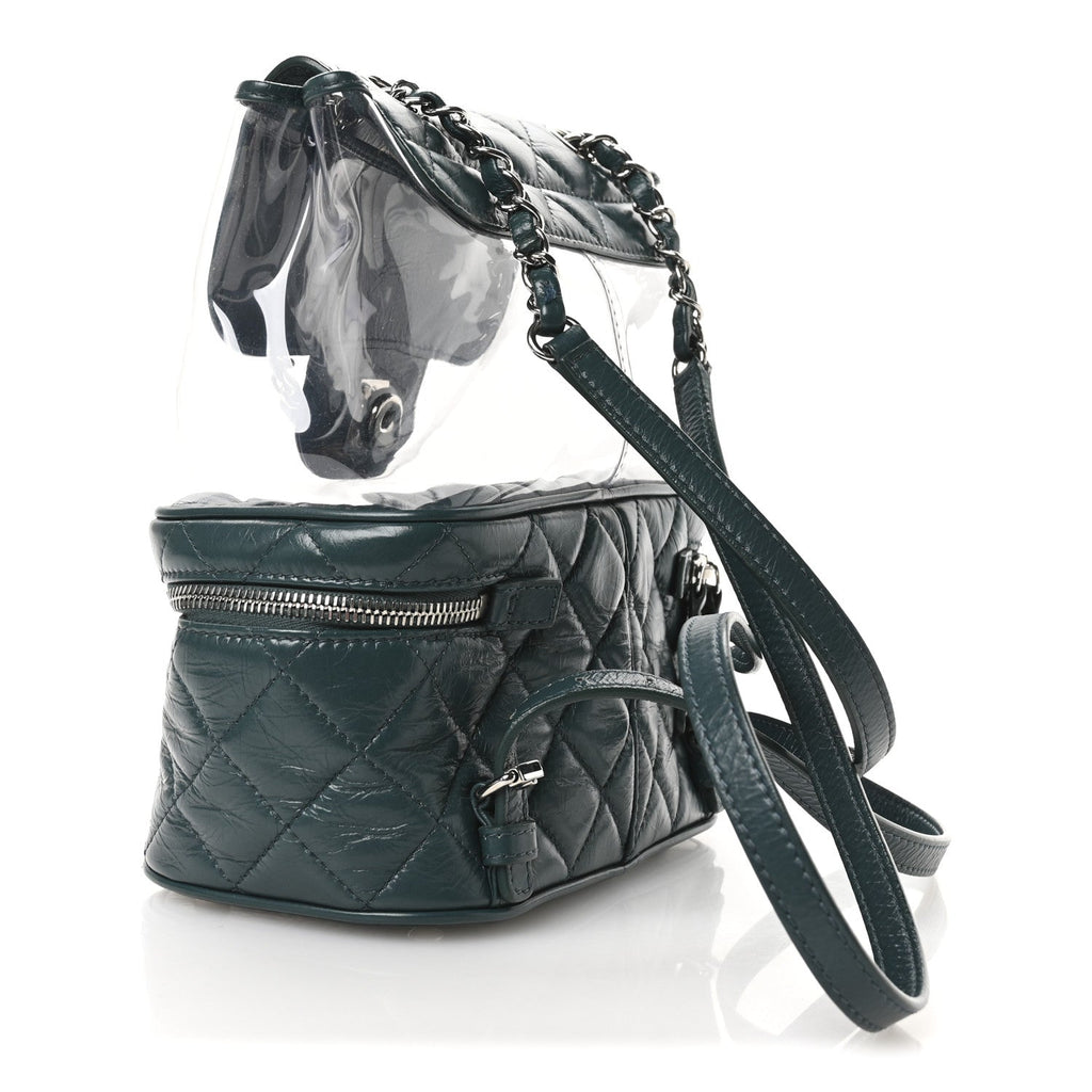 Crumpled Calfskin PVC Quilted Backpack Green