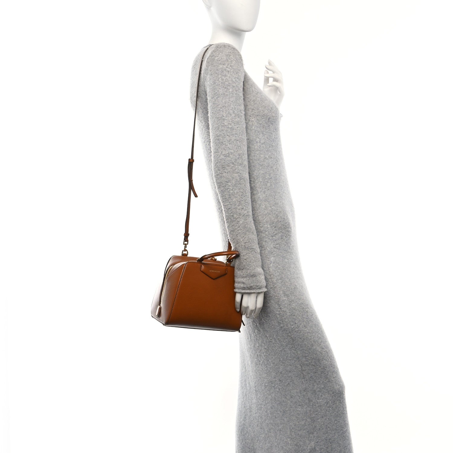 Tumbled Buffalo Mini Antigona Cube Bag Soft Tan