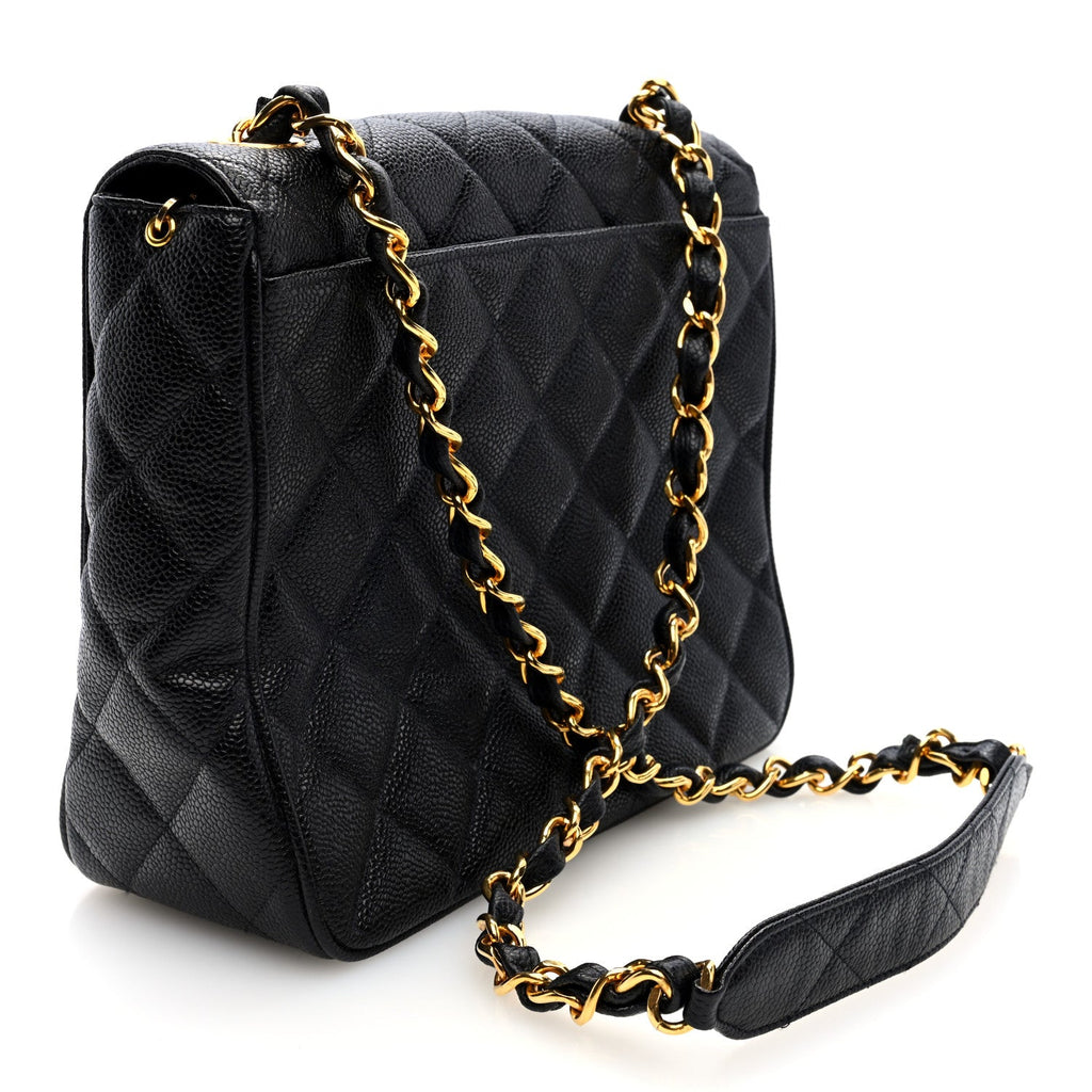 Caviar Quilted XL Single Flap Black