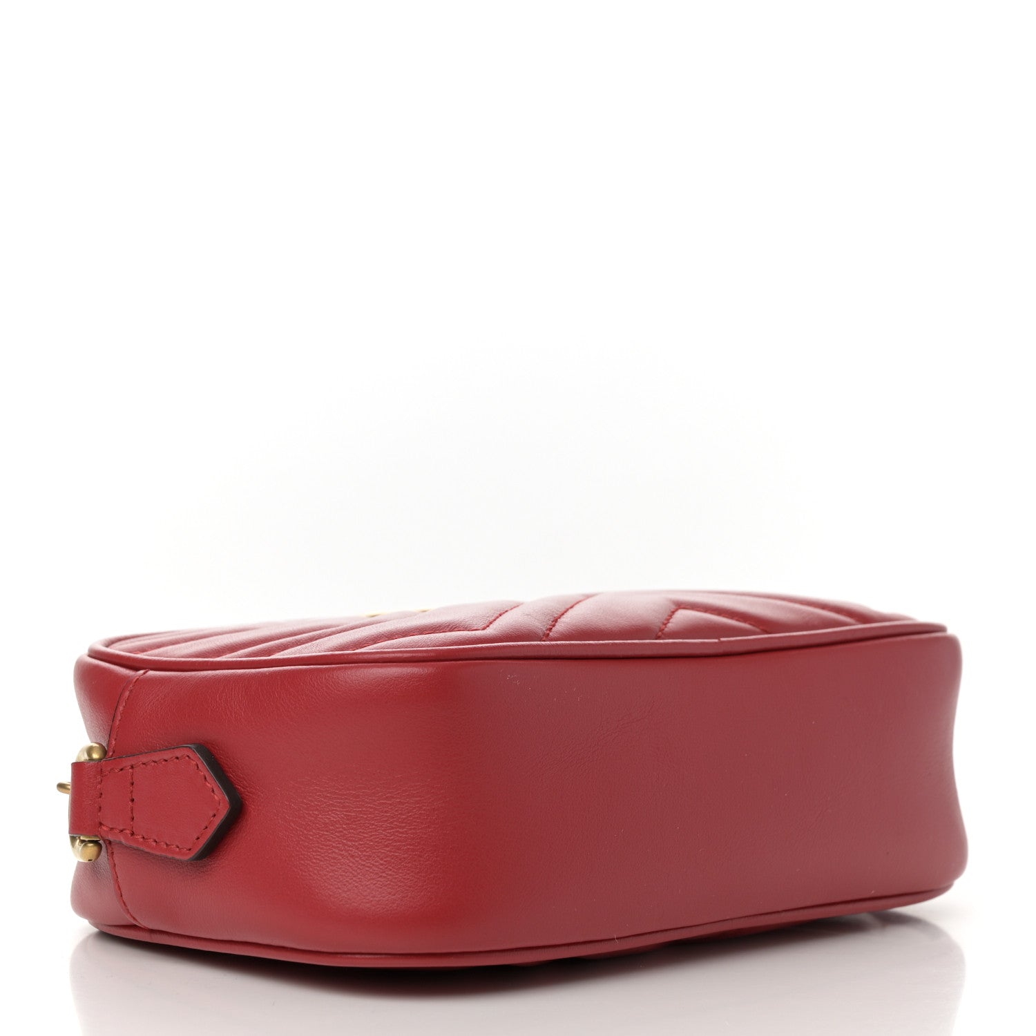 Calfskin Matelasse Mini GG Marmont Chain Shoulder Bag Hibiscus Red