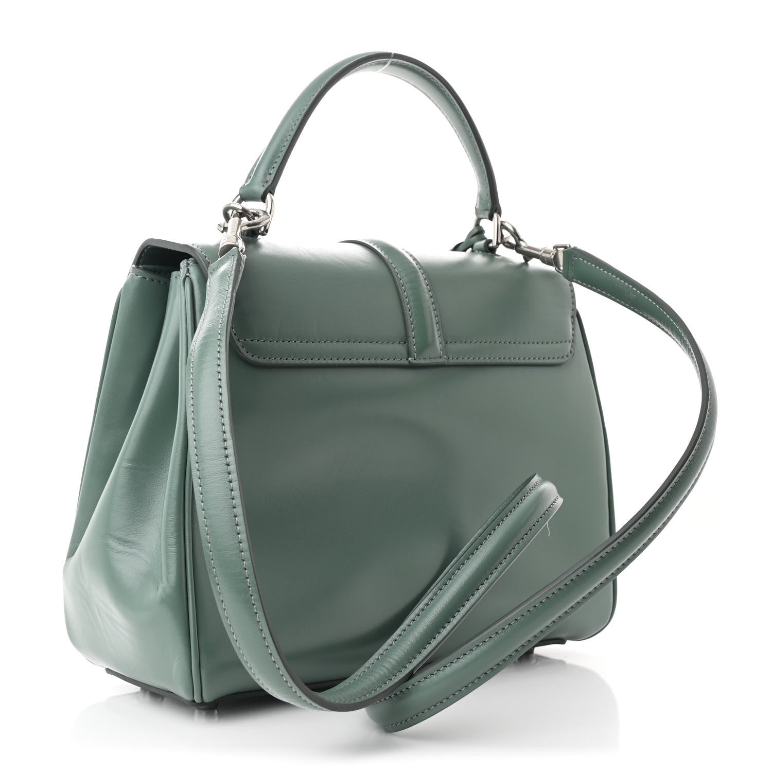 Satinated Calfskin Small 16 Top Handle Bag Celadon