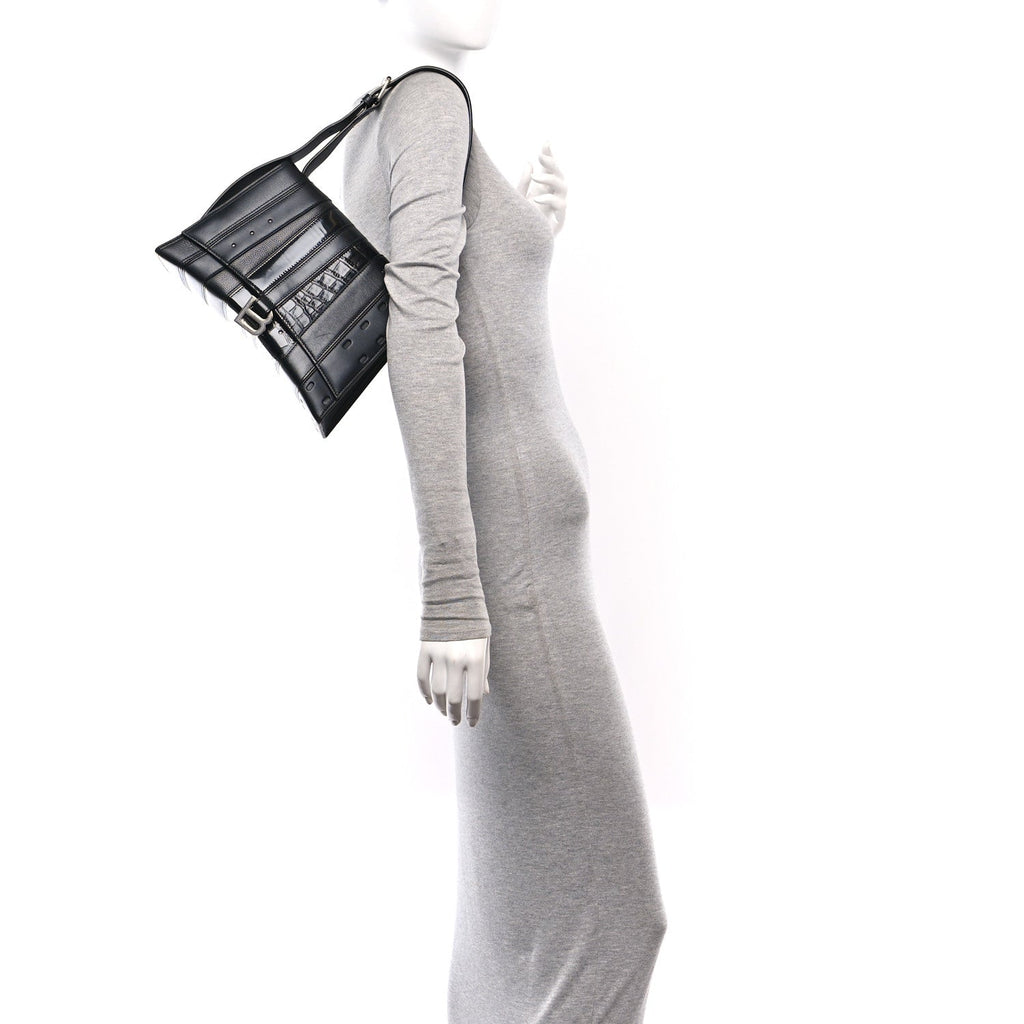 Multibelt Hourglass Top Handle Bag Black