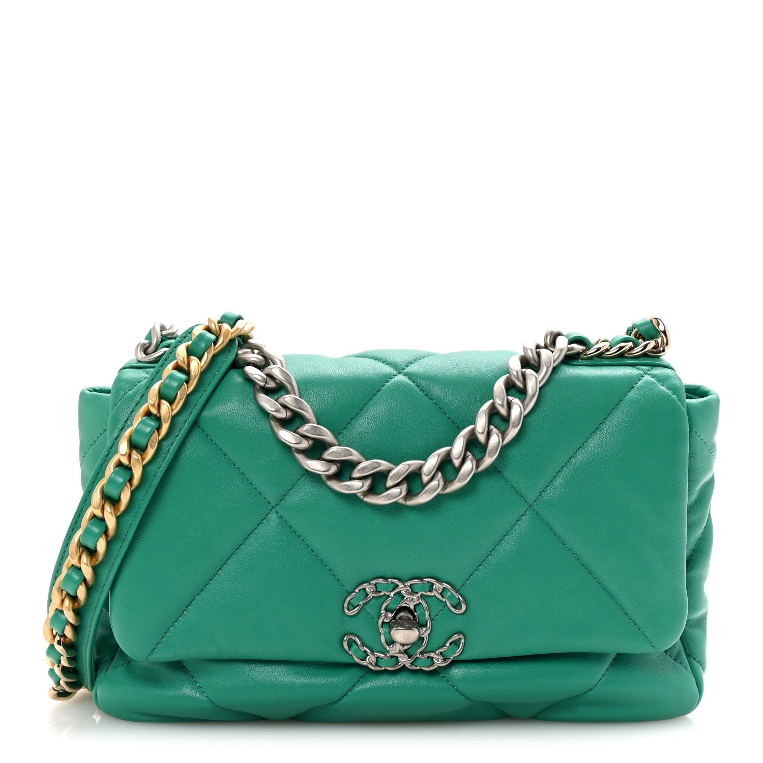 Lambskin Quilted Medium Chanel 19 Flap Green