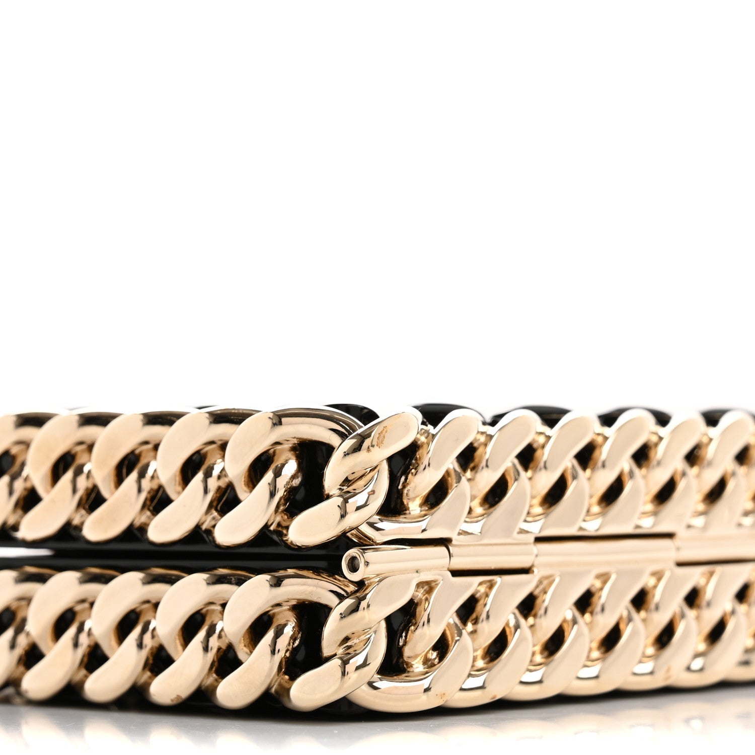 Plexiglass Quilted Chain Around Minaudiere Clutch Black