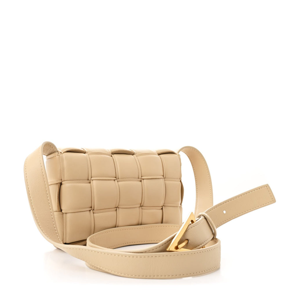 Nappa Maxi Intreccio Small Padded Cassette Crossbody Bag Porridge
