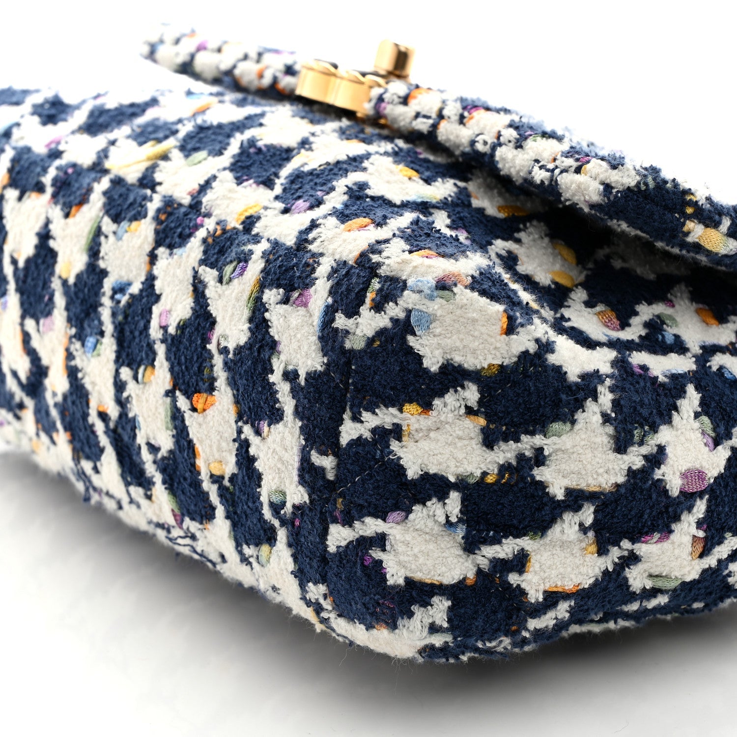 Tweed Quilted Medium Chanel 19 Flap Ecru Navy Blue Multicolor