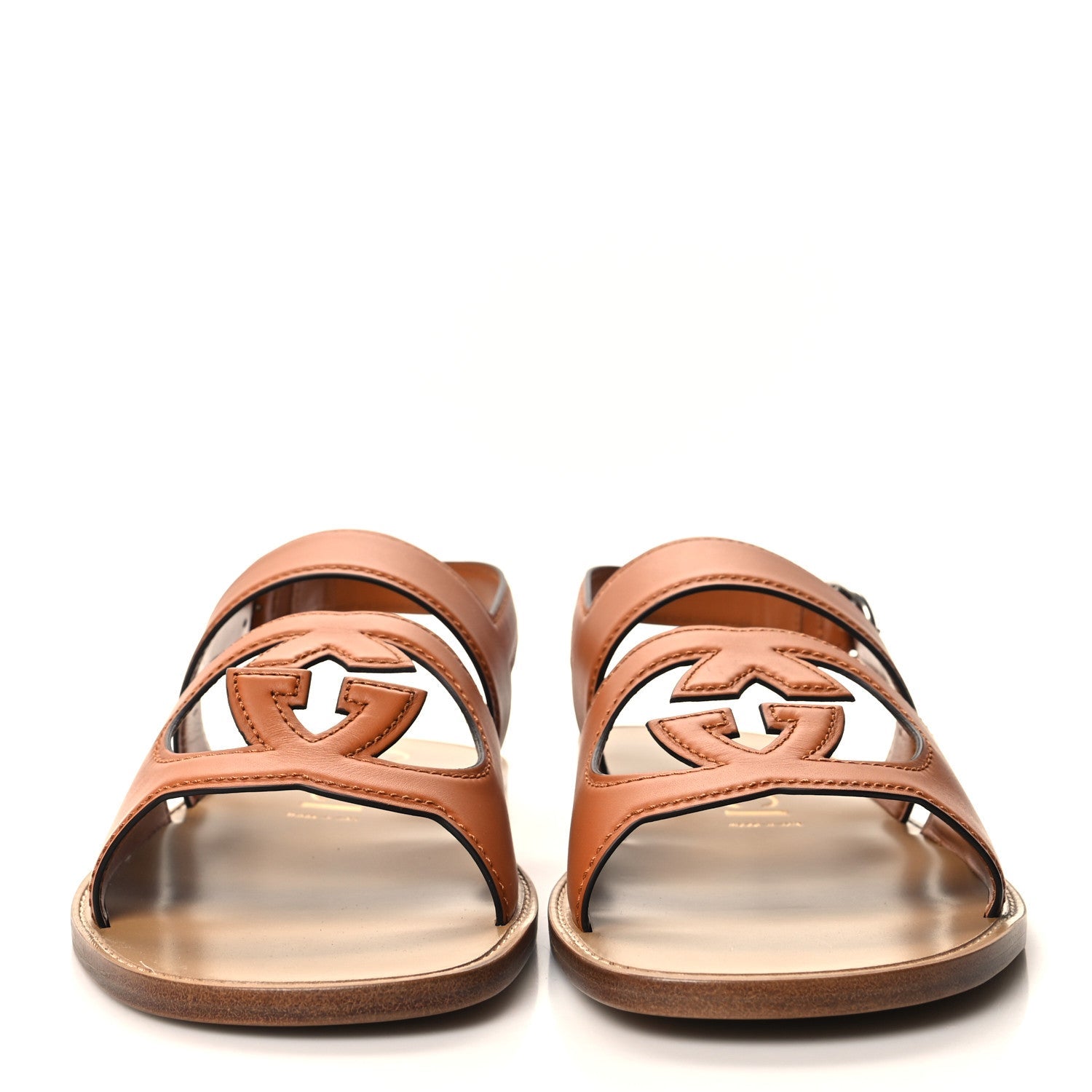 Cosmos Softy Calfskin Interlocking G Cut Out Mens Sandal 12 Harness Brown