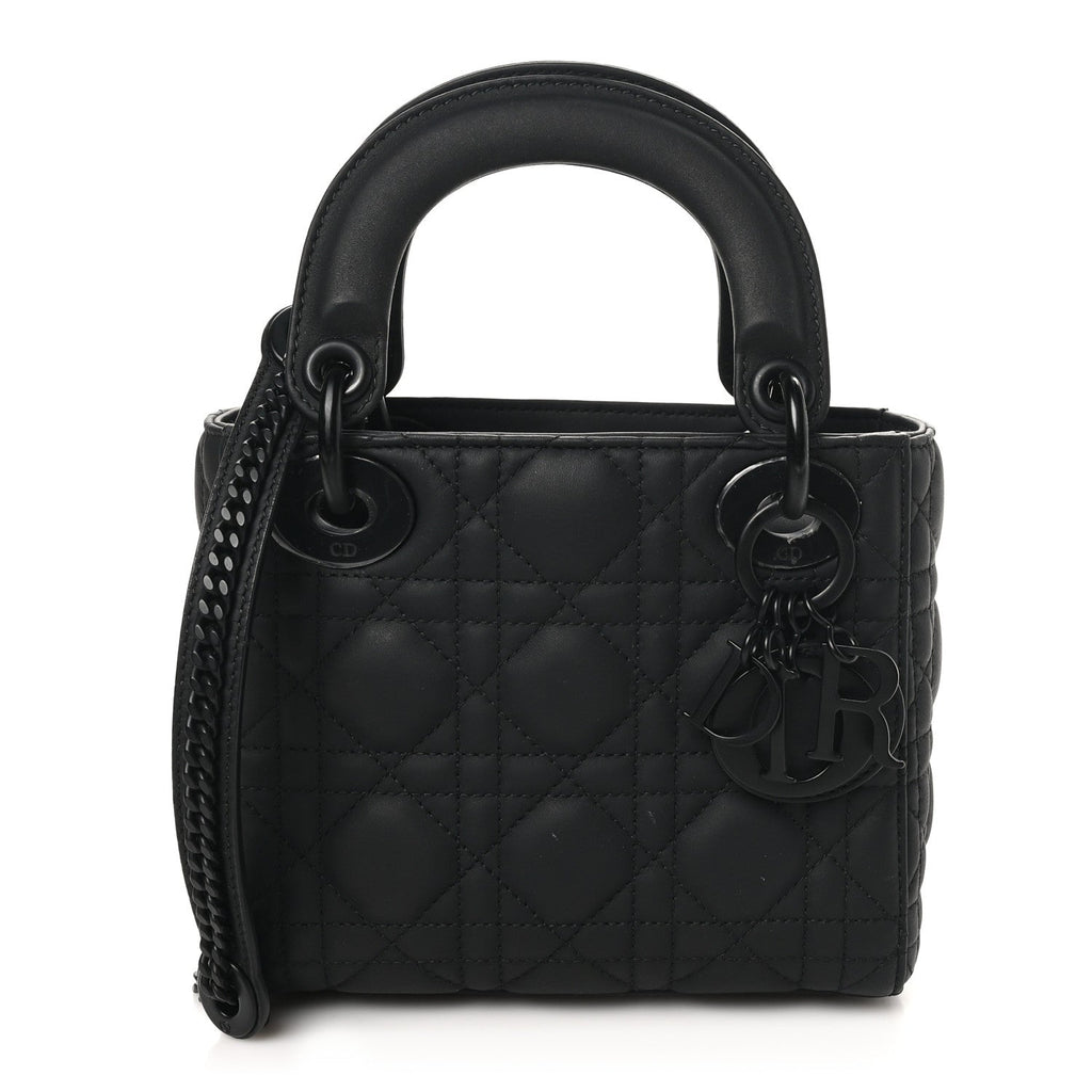 Ultra Matte Calfskin Cannage Mini Lady Dior Black