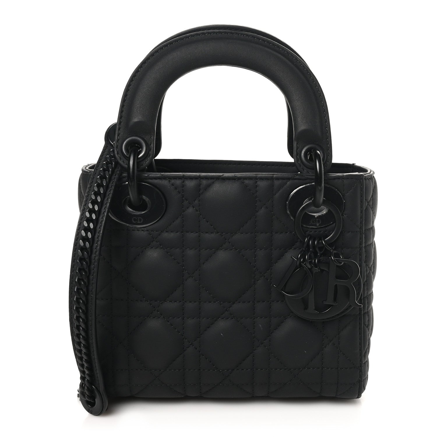 Ultra Matte Calfskin Cannage Mini Lady Dior Black
