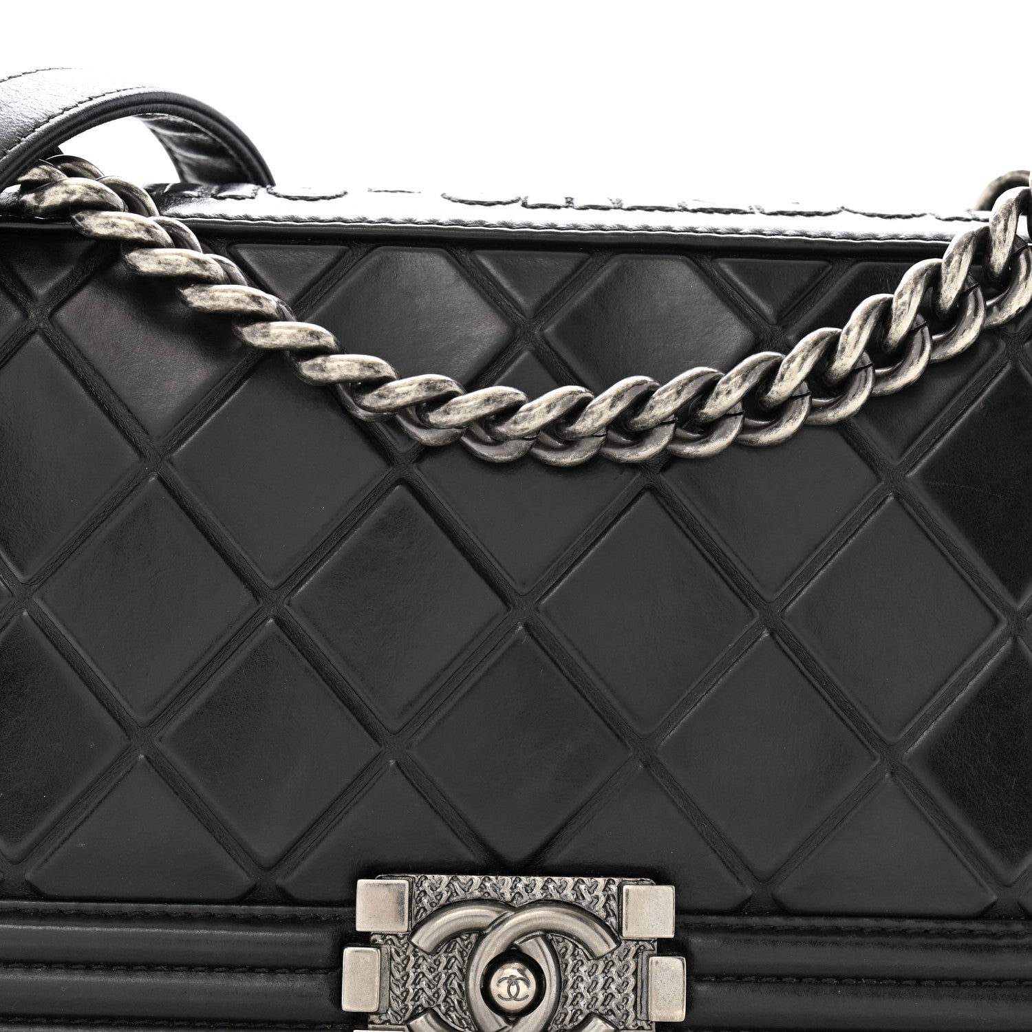 Calfskin Embossed Medium Paris Salzburg Boy Flap Black