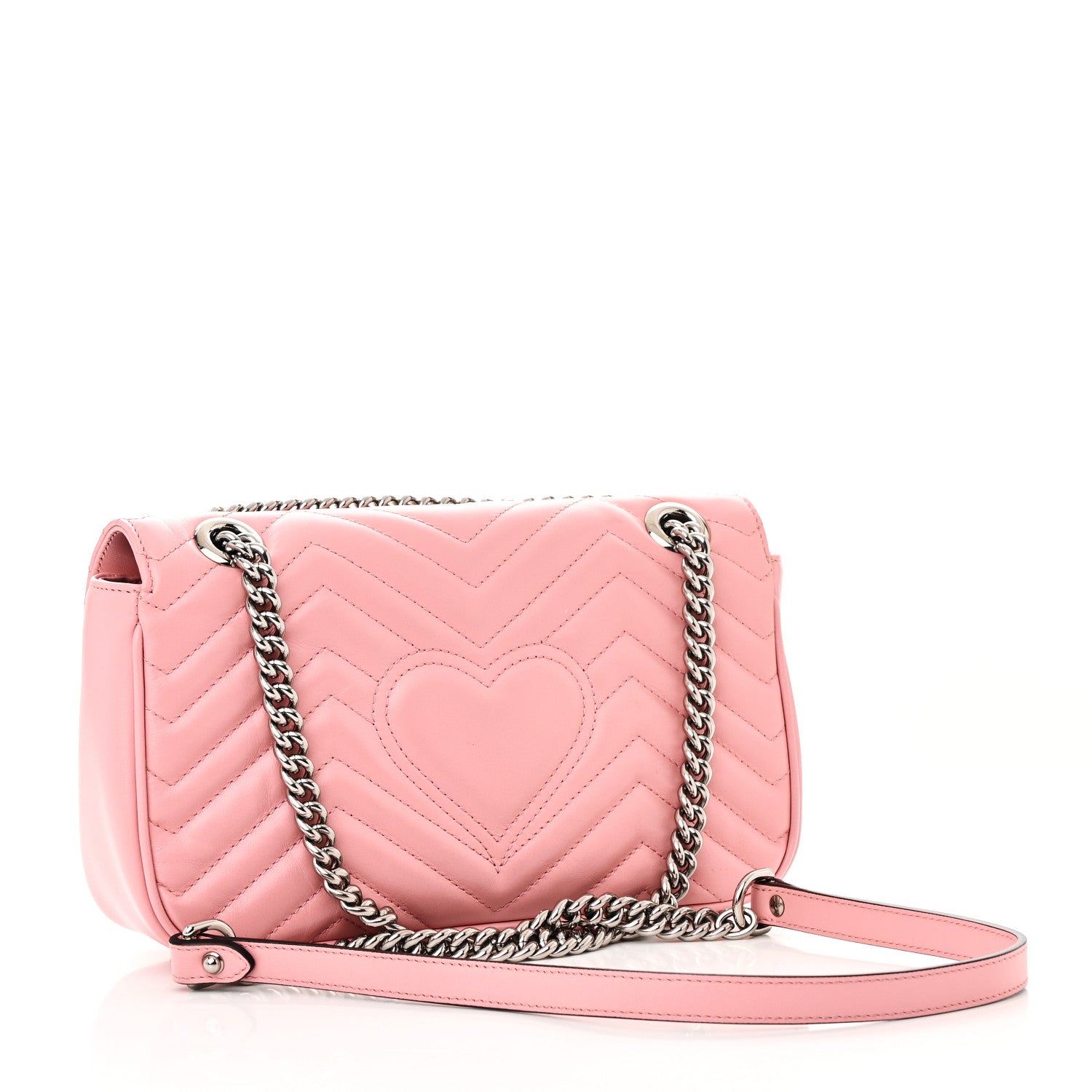 Calfskin Matelasse Small GG Marmont Shoulder Bag Wild Rose