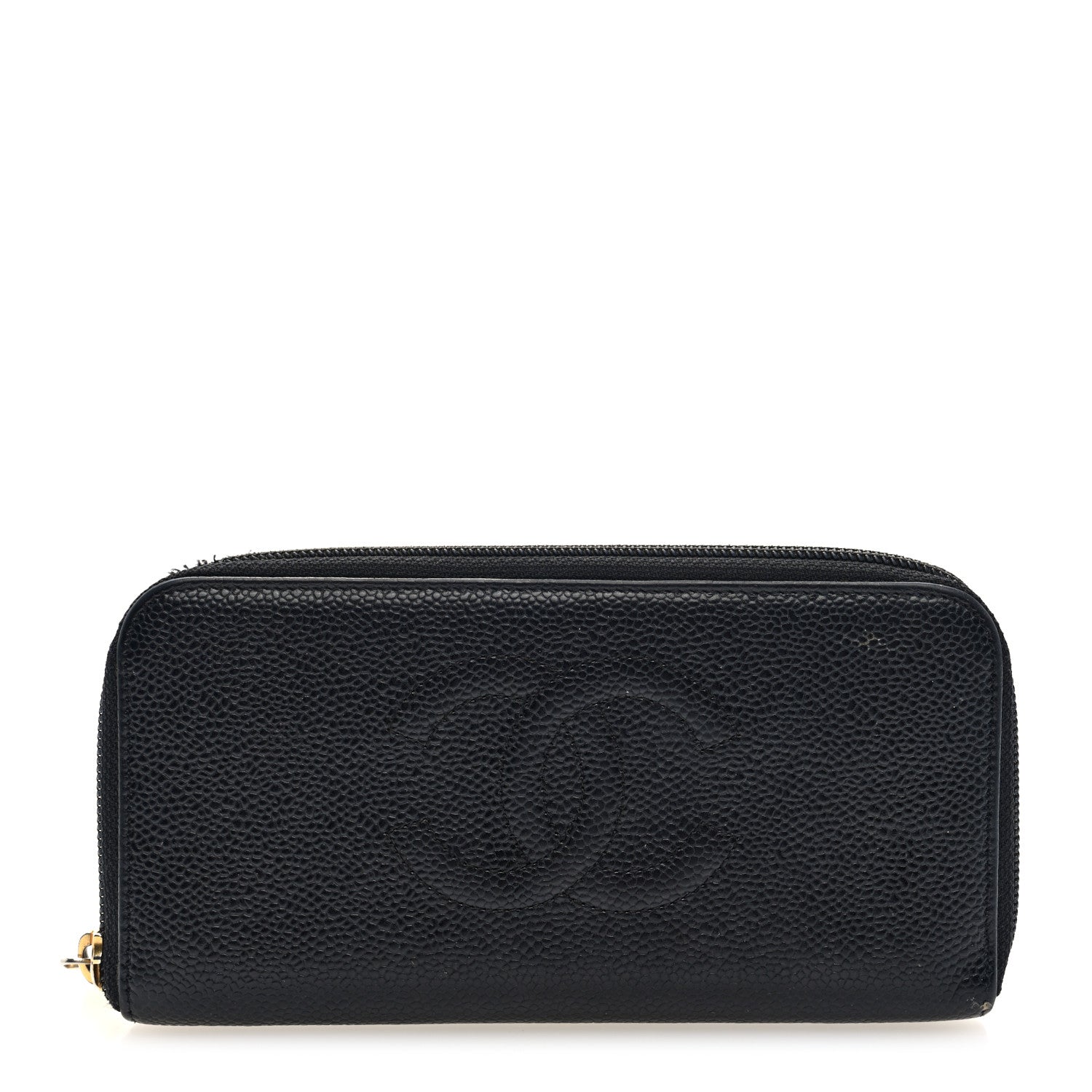 Caviar Large Timeless CC Zip Around Wallet Black