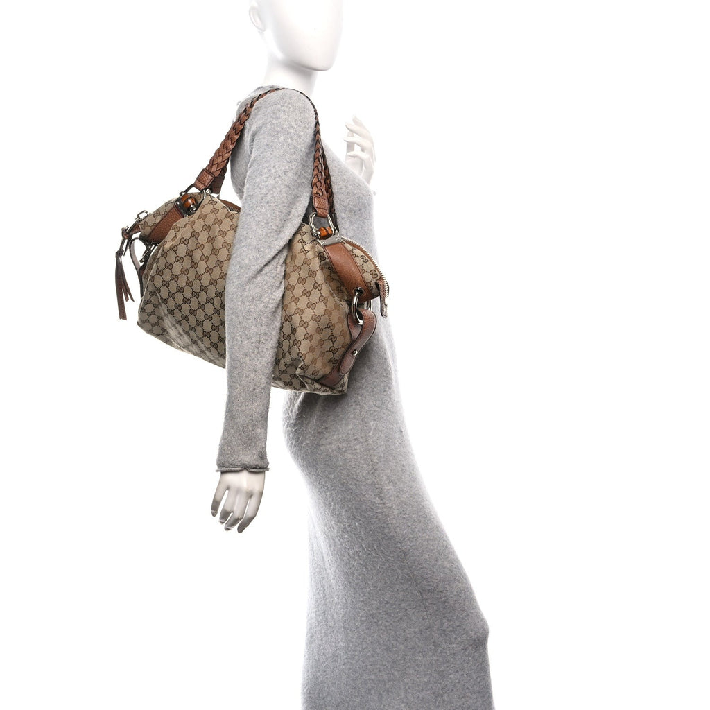Monogram Bamboo Bar Medium Tote Brown