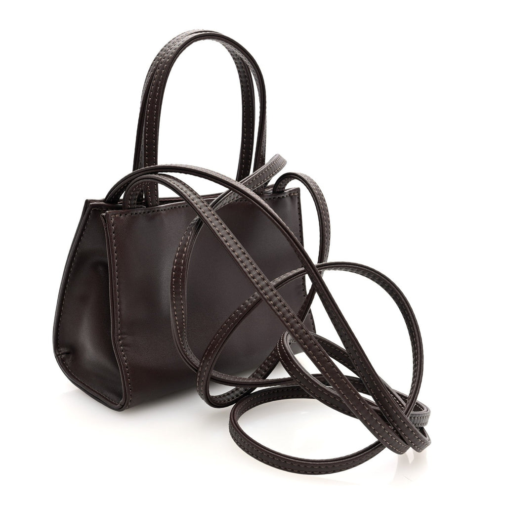 Vegan Leather Small Shopping Bag Chocolate