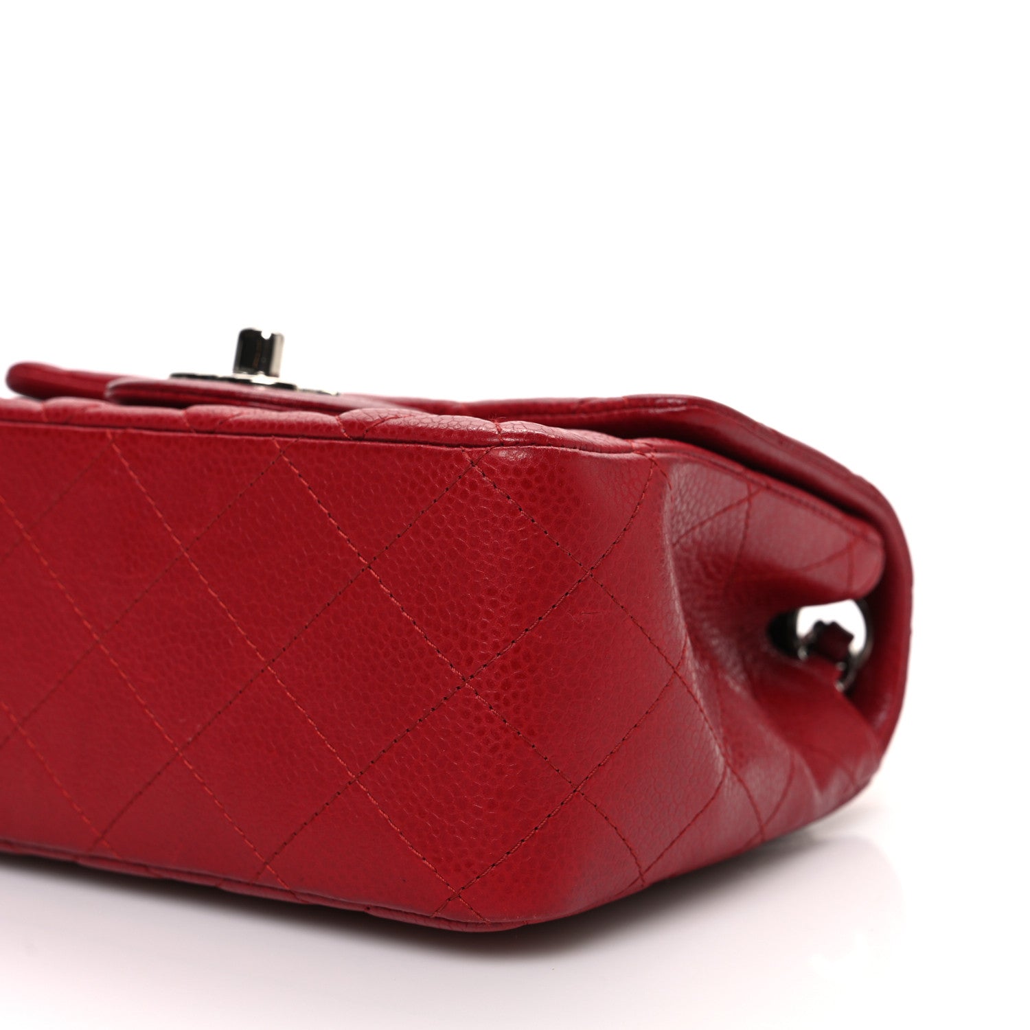Caviar Quilted Mini Square Flap Red