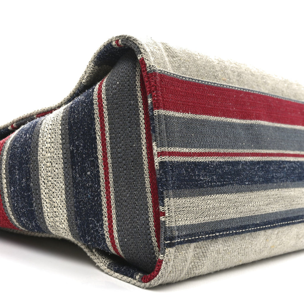 Striped Canvas Medium Deauville Tote Beige