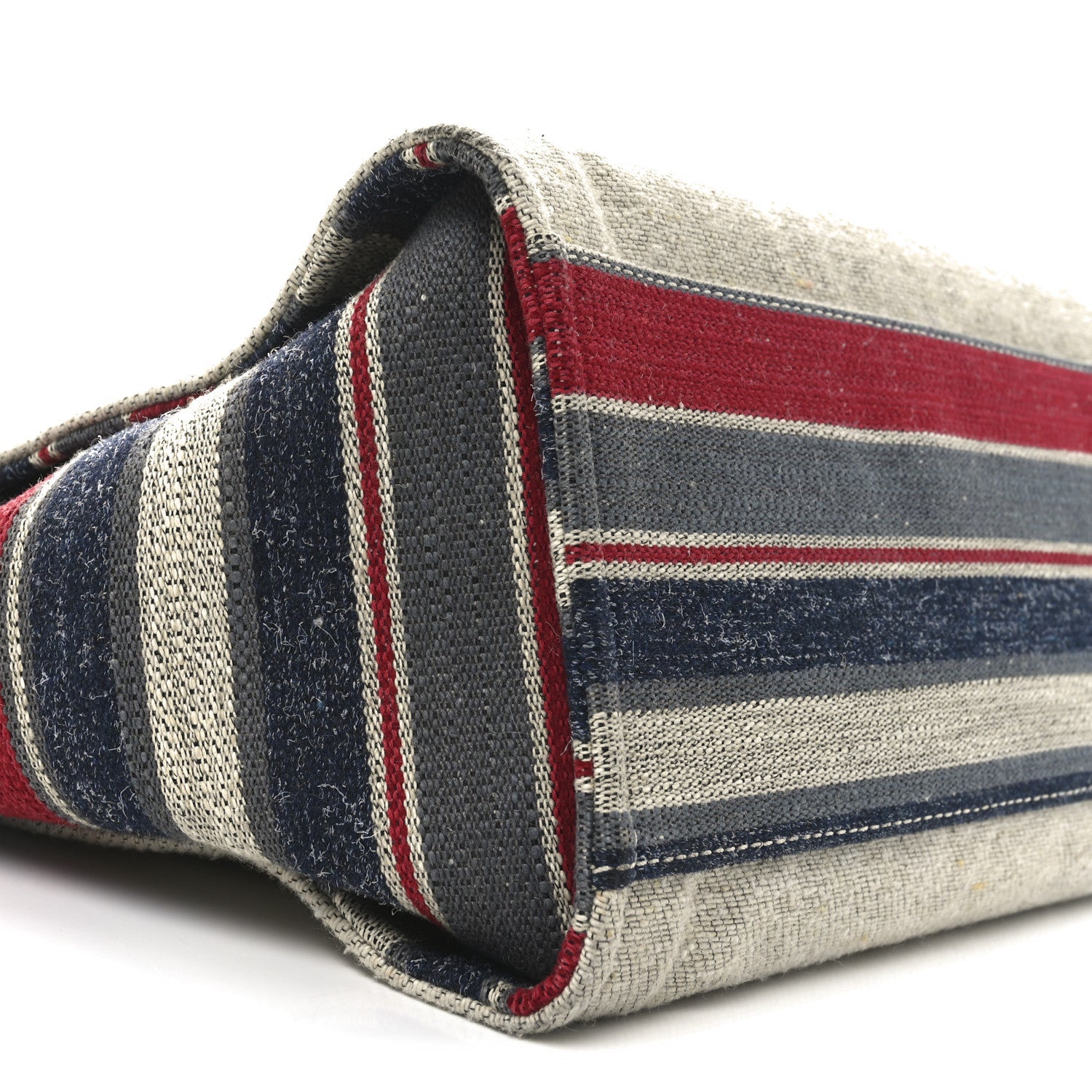 Striped Canvas Medium Deauville Tote Beige