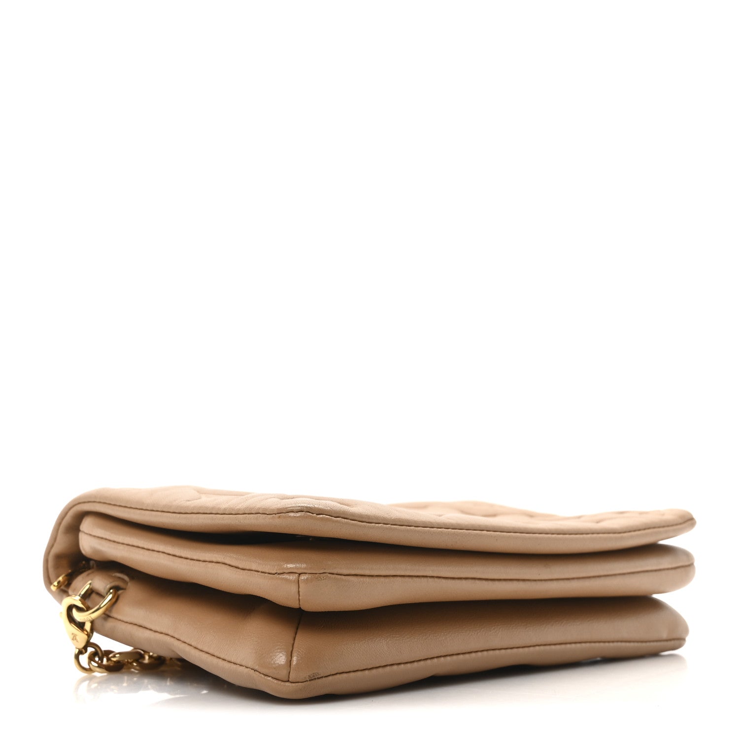 Lambskin Embossed Monogram Pochette Coussin Camel