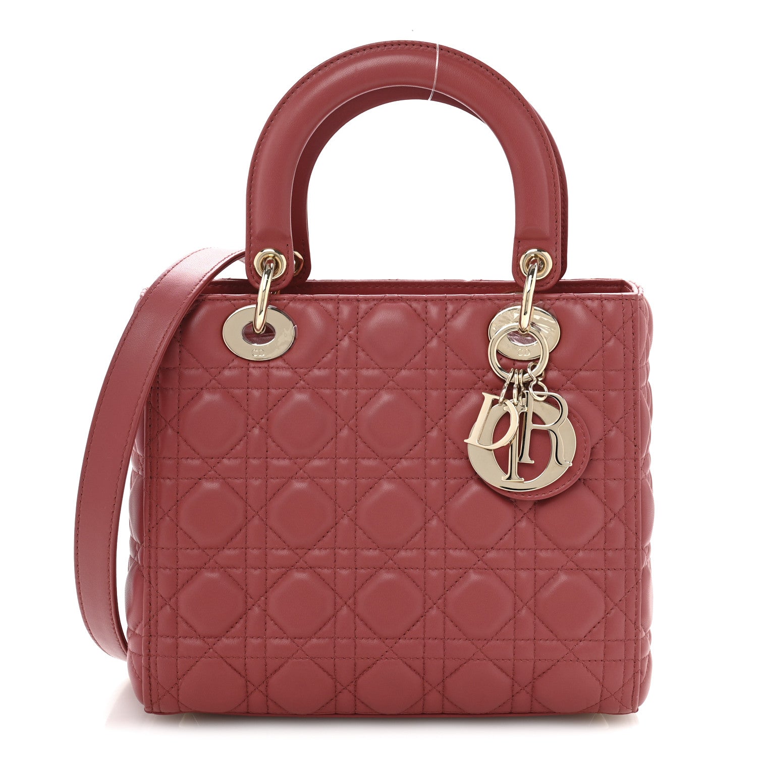 Lambskin Cannage Medium Lady Dior Pink Honey