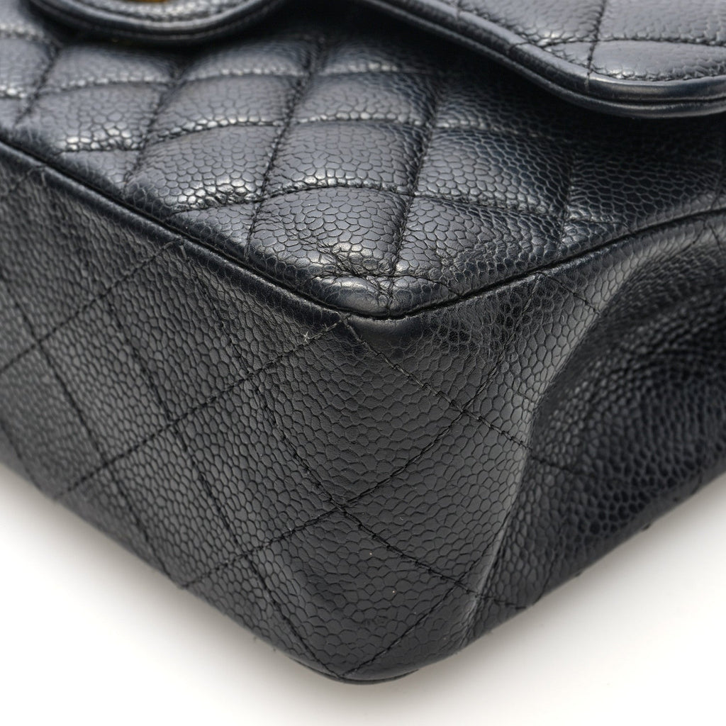 Caviar Quilted Small Double Flap Black