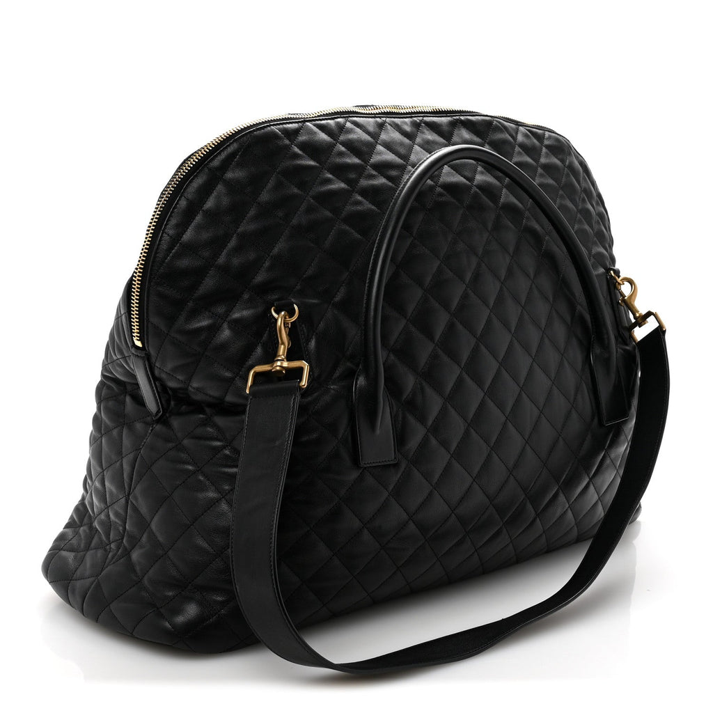 Calfskin Quilted ES Giant Travel Bag Black