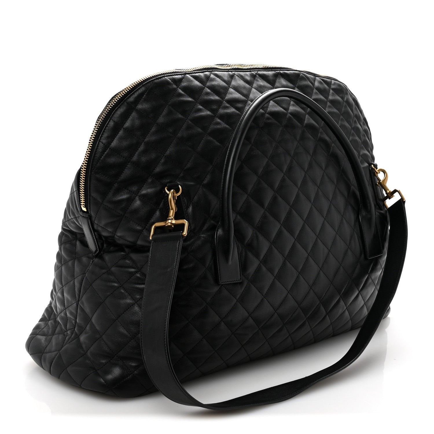 Calfskin Quilted ES Giant Travel Bag Black
