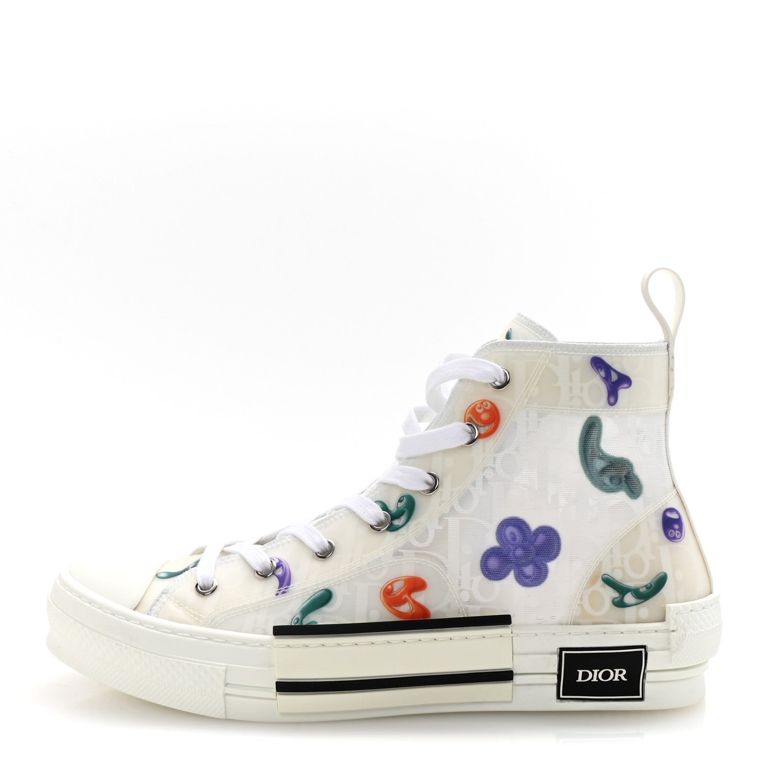 X KENNY SCHARF Technical Canvas Oblique Patch Mens B23 High Top Sneakers  42 White Blue