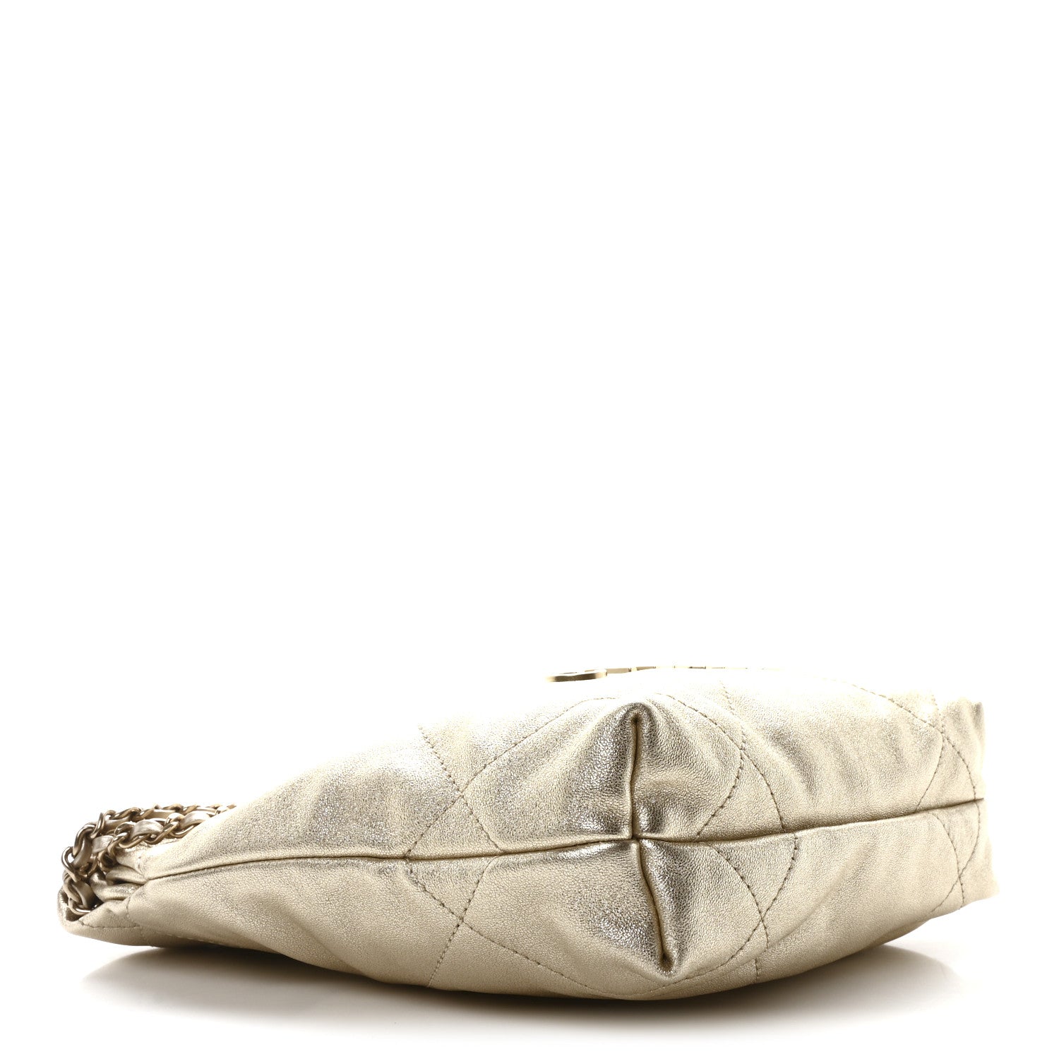 Metallic Lambskin Quilted Mini Chanel 22 Golden
