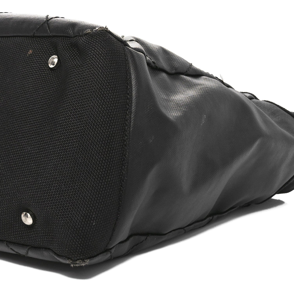 Coated Canvas Quilted Large Paris Biarritz Tote Black