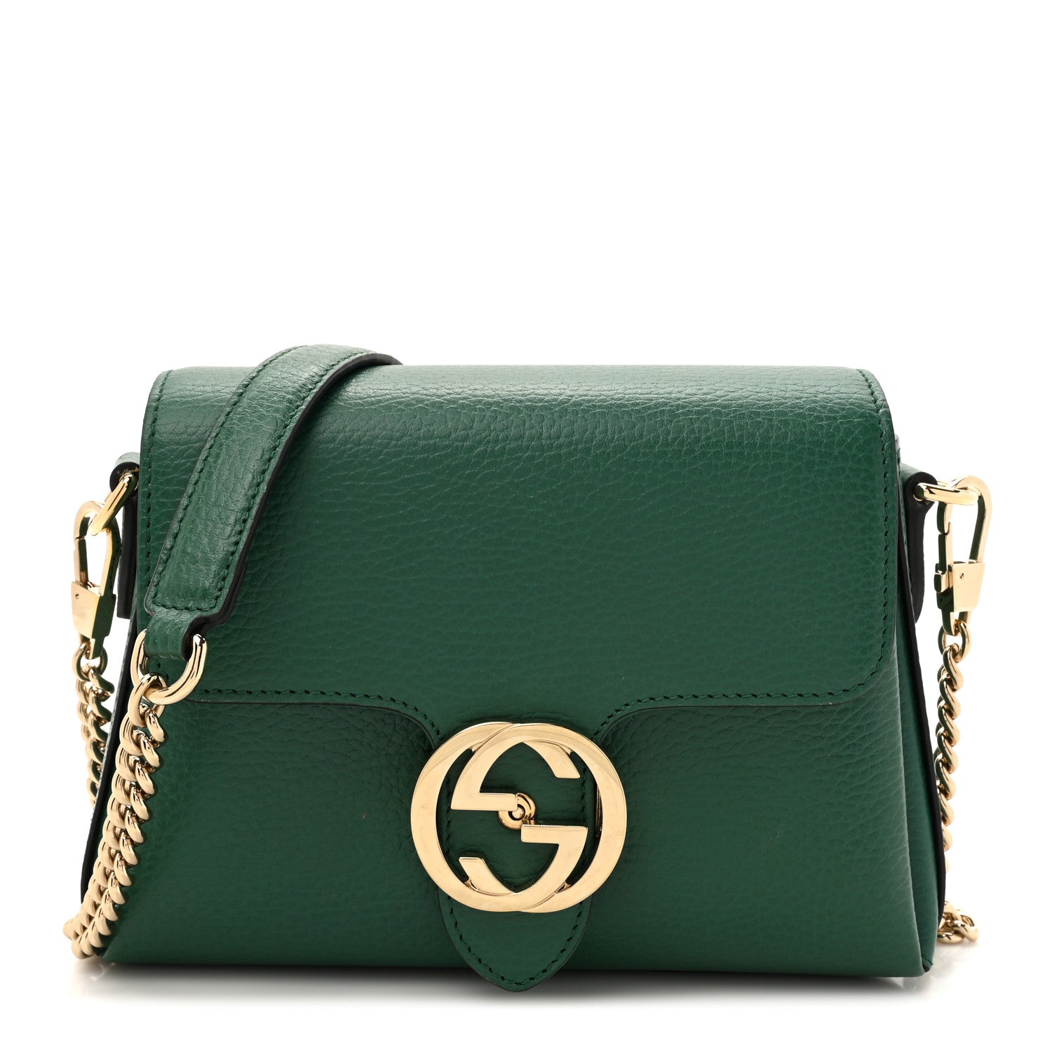 Dollar Calfskin Interlocking G Crossbody Bag Emerald