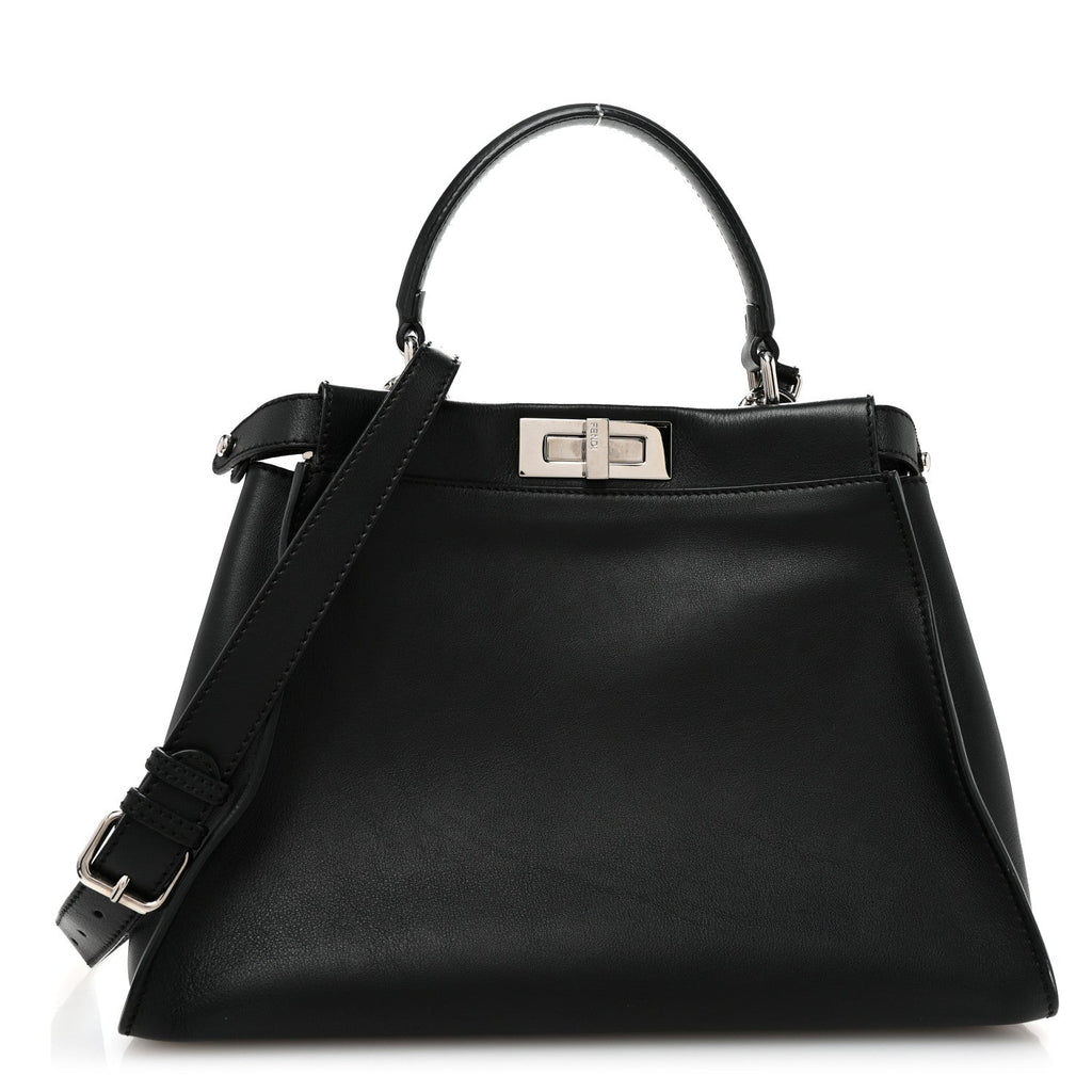 Vitello Seta Snakeskin Crocodile Monster Eyes Medium Peekaboo Iconic Satchel Black Girasole