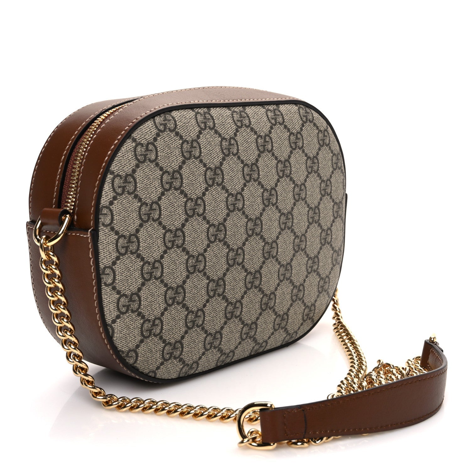 GG Supreme Monogram Cuoio Toscano Mini Chain Shoulder Bag Beige Ebony Cuir
