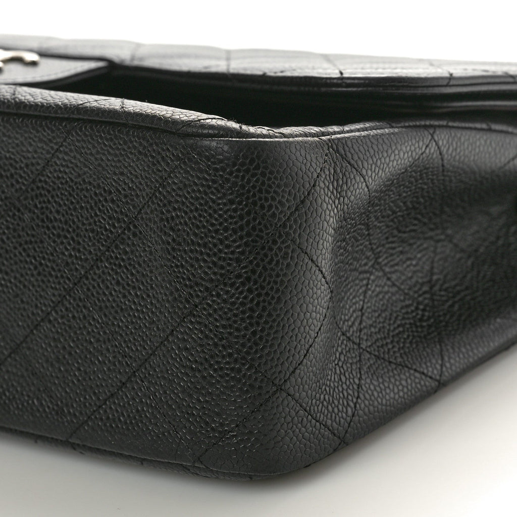 Caviar Quilted Jumbo Double Flap Black