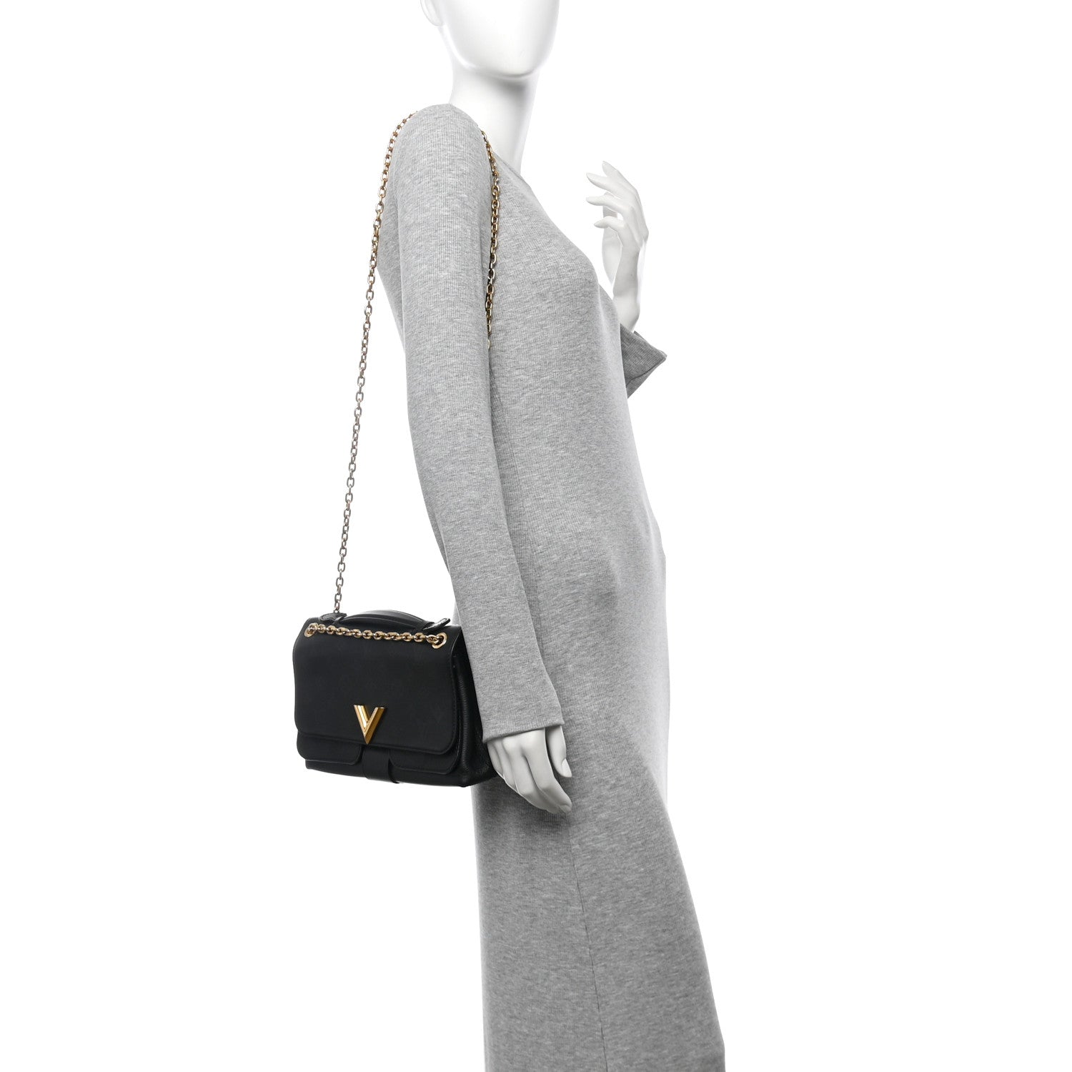 Monogram Cuir Plume Ecume Very Chain Bag Black