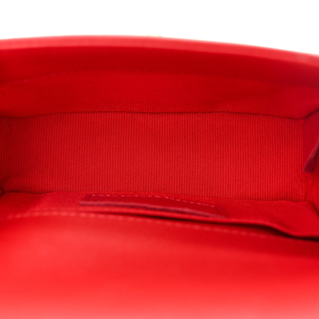 Lambskin Quilted Mini Boy Flap Red