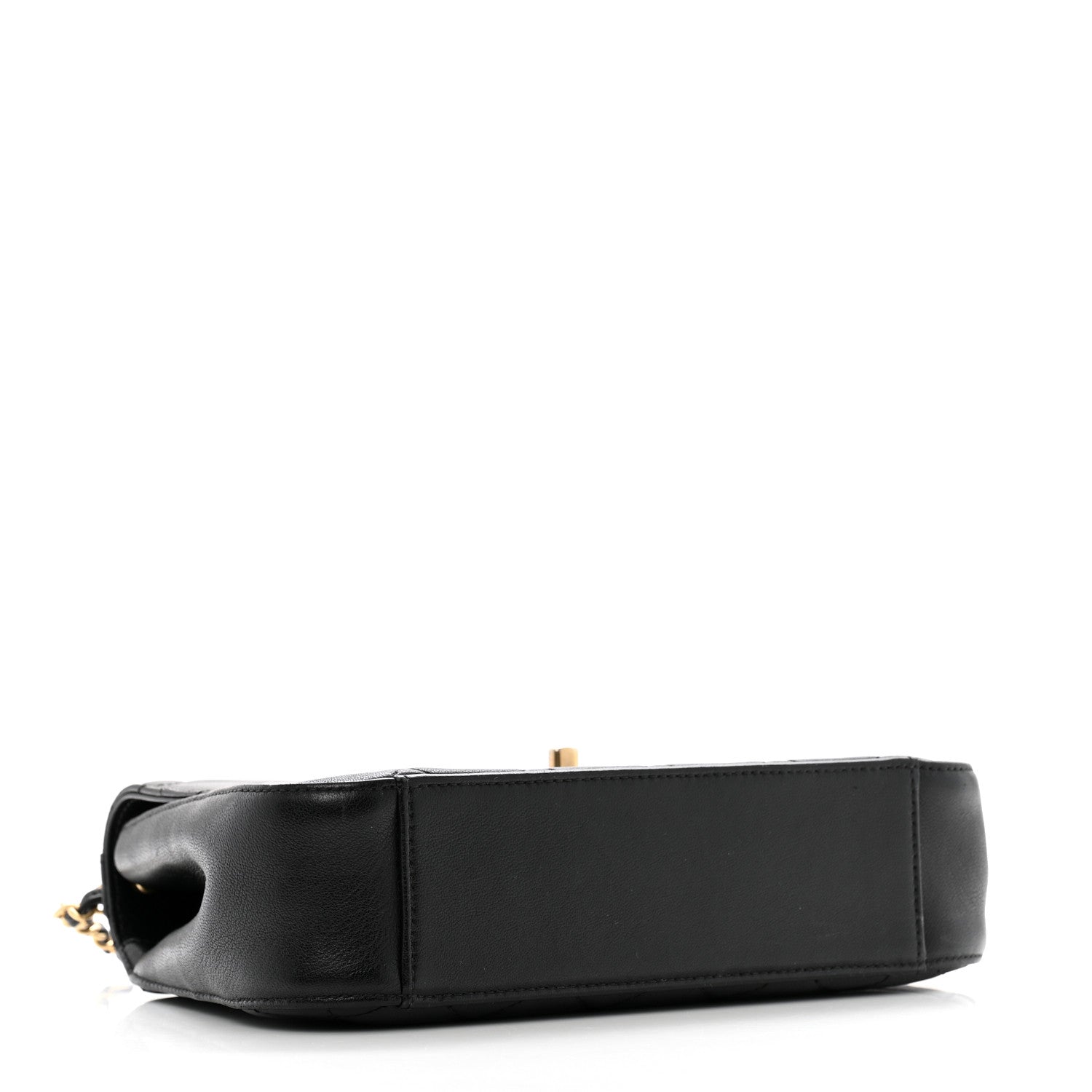 Lambskin Quilted Small Chain Infinity Top Handle Flap Black
