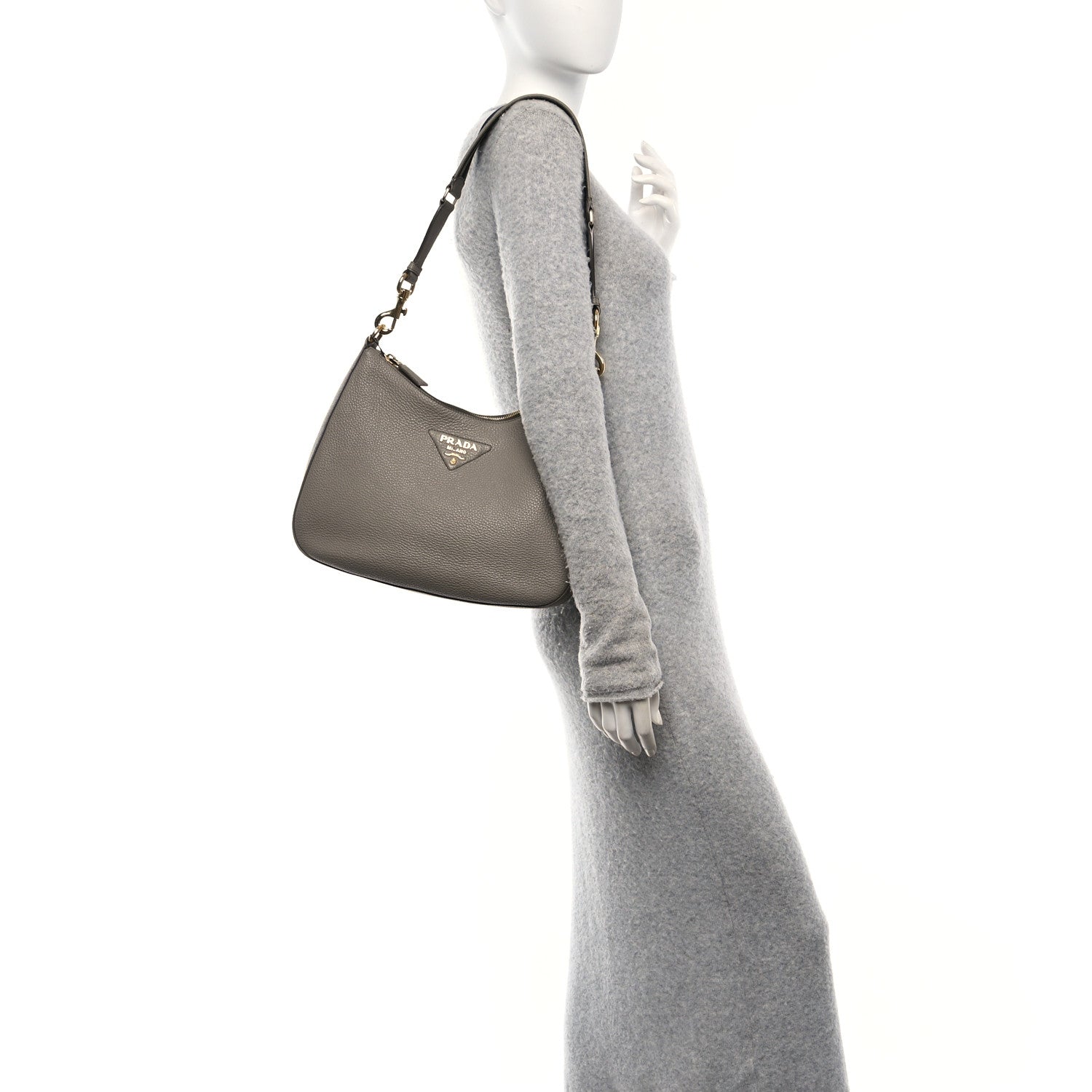 Vitello Daino Soft Large Zippered Messenger Hobo Argilla