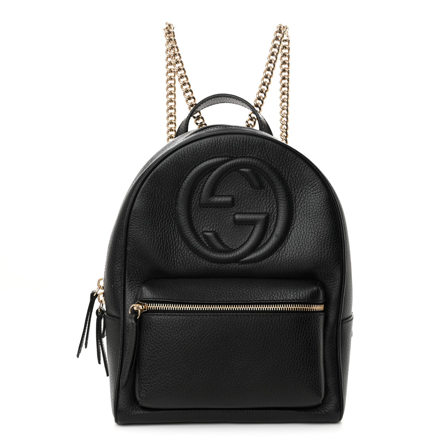 Pebbled Calfskin Soho Chain Backpack Black