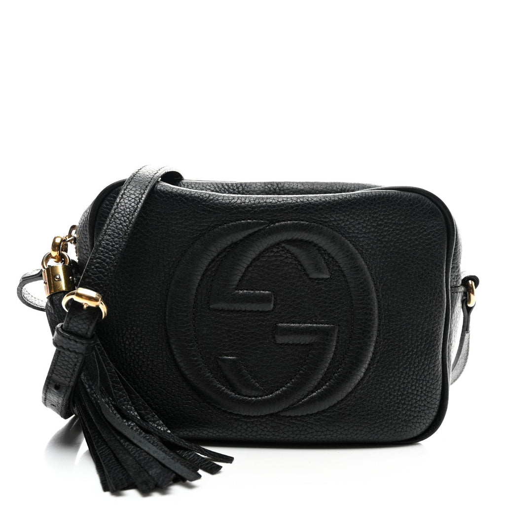 Pebbled Calfskin Small Soho Disco Bag Black