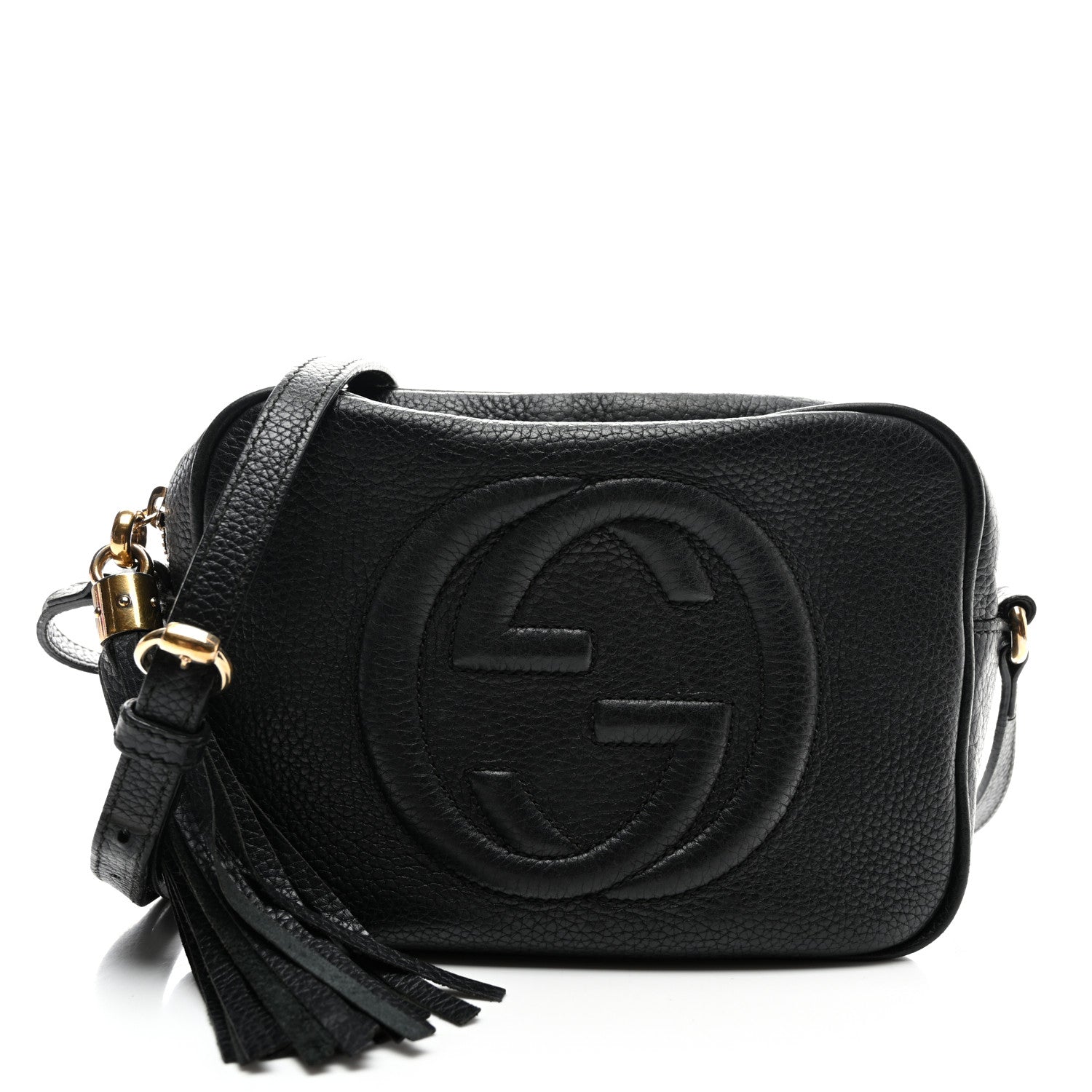 Pebbled Calfskin Small Soho Disco Bag Black