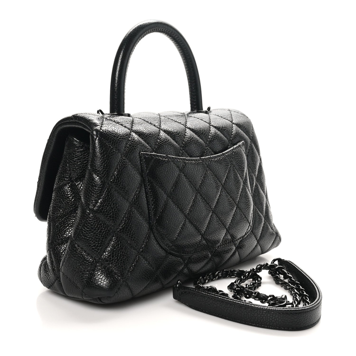 Caviar Quilted Mini Coco Handle Flap So Black