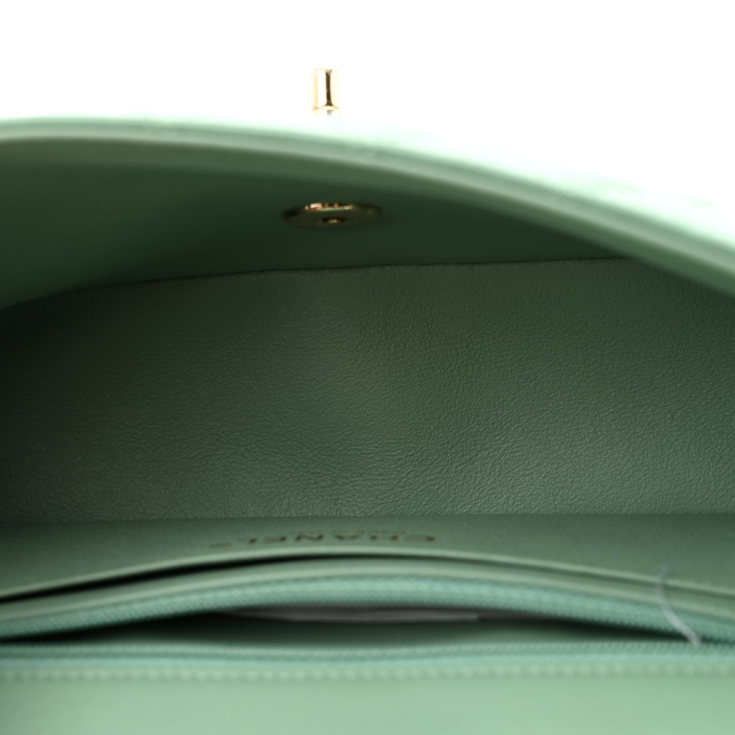 Lambskin Quilted Mini Rectangular Flap Light Green