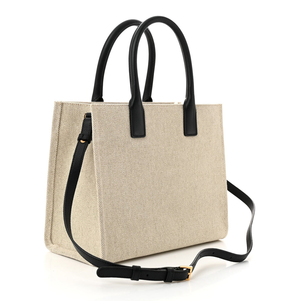 Canvas Calfskin La Medusa Small Tote Bag Beige