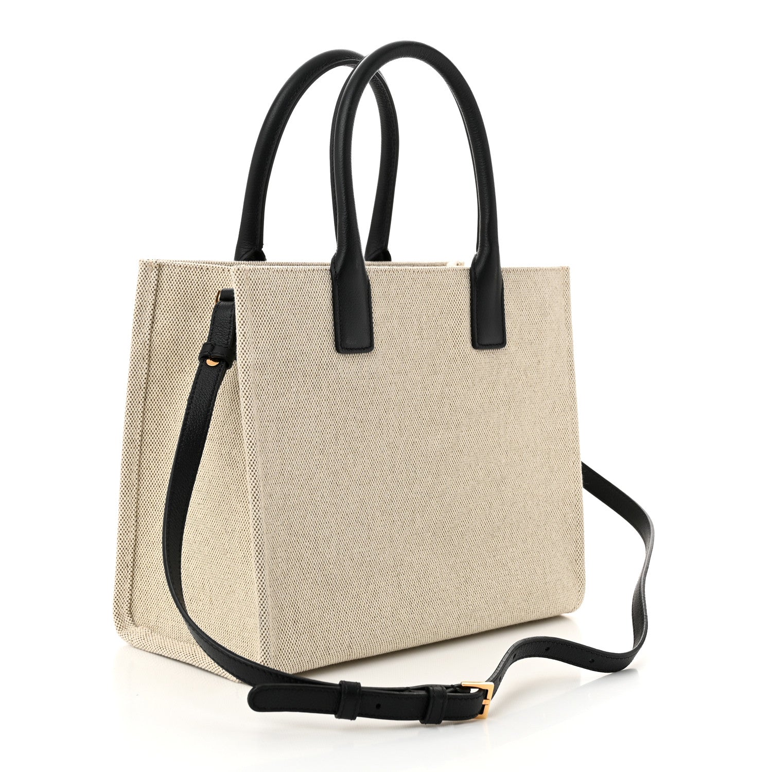 Canvas Calfskin La Medusa Small Tote Bag Beige