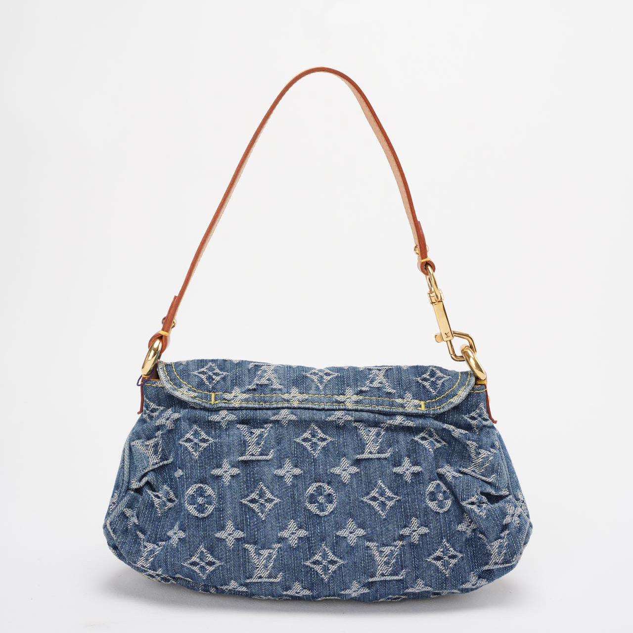 Louis Vuitton Pleaty Vintage Monogram Mini Denim Handbag