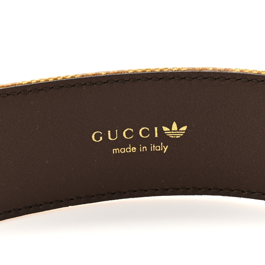 X ADIDAS Canvas Calfskin Double G 40mm Belt 85 34 Brown